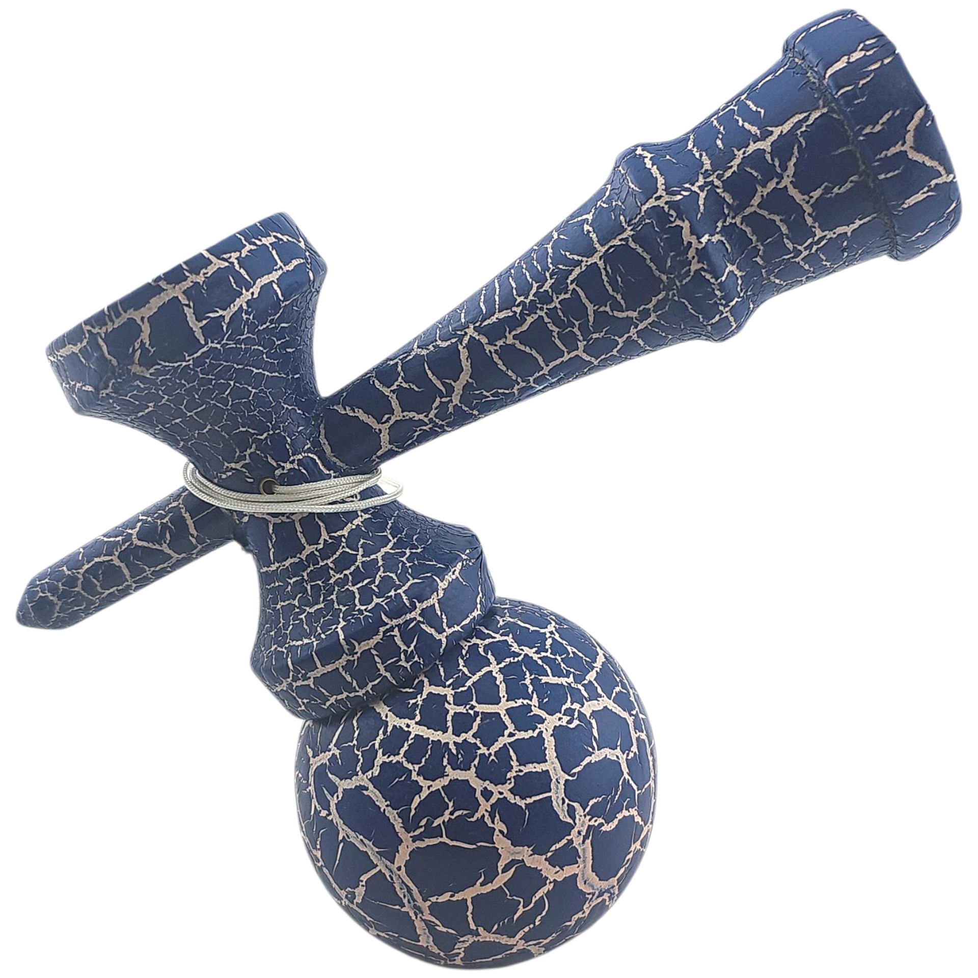 Kendama X Originala, Profesionala, Flippy, Kendama Cracked, din Lemn 18 cm, Albastru/alb - imagine 2