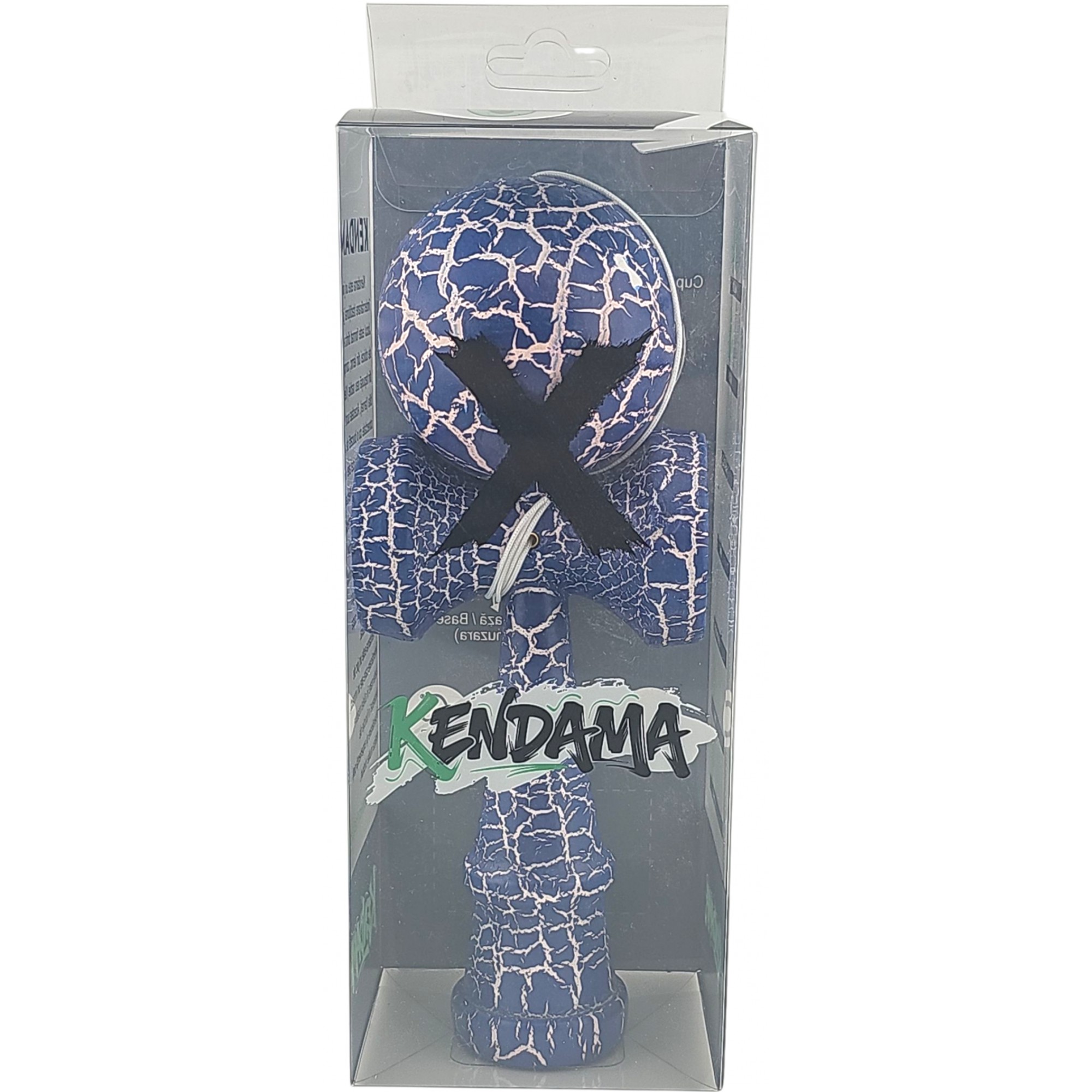 Kendama X Originala, Profesionala, Flippy, Kendama Cracked, din Lemn 18 cm, Albastru/alb - imagine 3