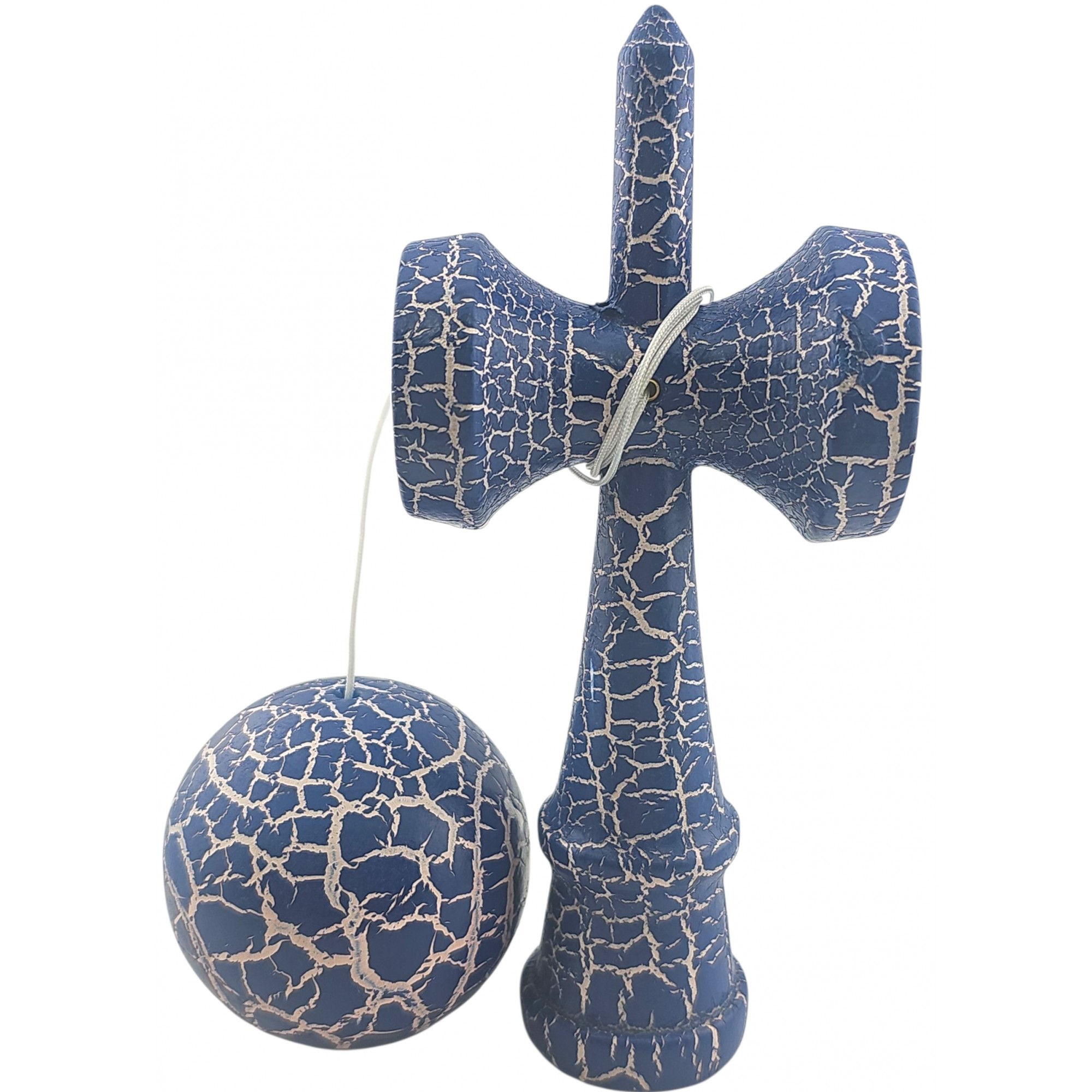 Kendama X Originala, Profesionala, Flippy, Kendama Cracked, din Lemn 18 cm, Albastru/alb - imagine 4