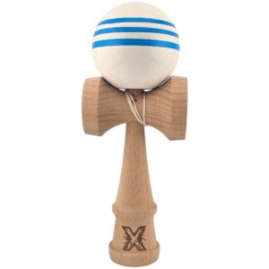 Kendama X Originala, Profesionala, Flippy, Original Super Sticky, din Lemn, 18 cm, Dark Alb/Albastru