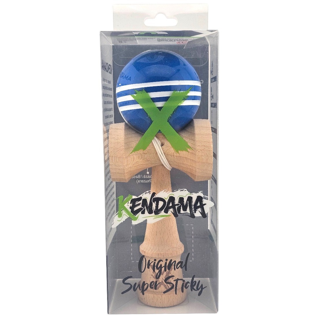 Kendama X Originala, Profesionala, Flippy, Original Super Sticky, din Lemn, 18 cm, Dark Blue/Alb - imagine 2