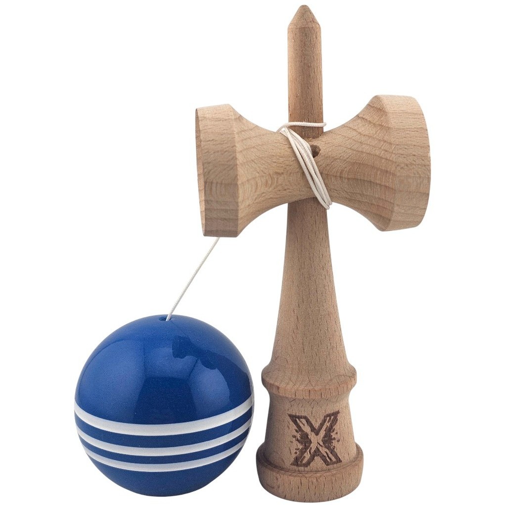 Kendama X Originala, Profesionala, Flippy, Original Super Sticky, din Lemn, 18 cm, Dark Blue/Alb - imagine 3