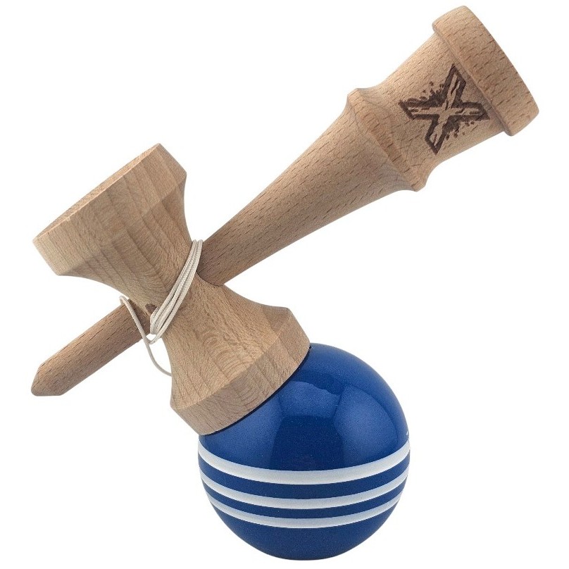 Kendama X Originala, Profesionala, Flippy, Original Super Sticky, din Lemn, 18 cm, Dark Blue/Alb - imagine 4
