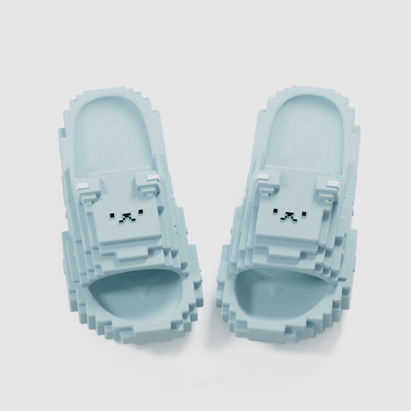 Papuci Casual pentru Adolescenti, Flippy, Model Unisex de Forma Pixel, Rezistenti Usori si Moi din Spuma EVA Antiderapanti, Marime 36-37, Albastru deschis - imagine 2