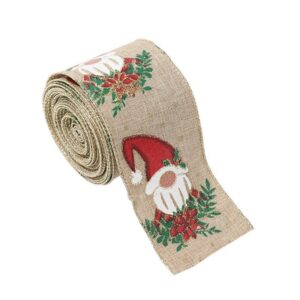 Panglica Decorativa pentru Craciun, Flippy, Ornament pentru Brad de Craciun, Pretreceri, Panglica cu Design Spiridus, 200 x 6.3 cm, Khaki 