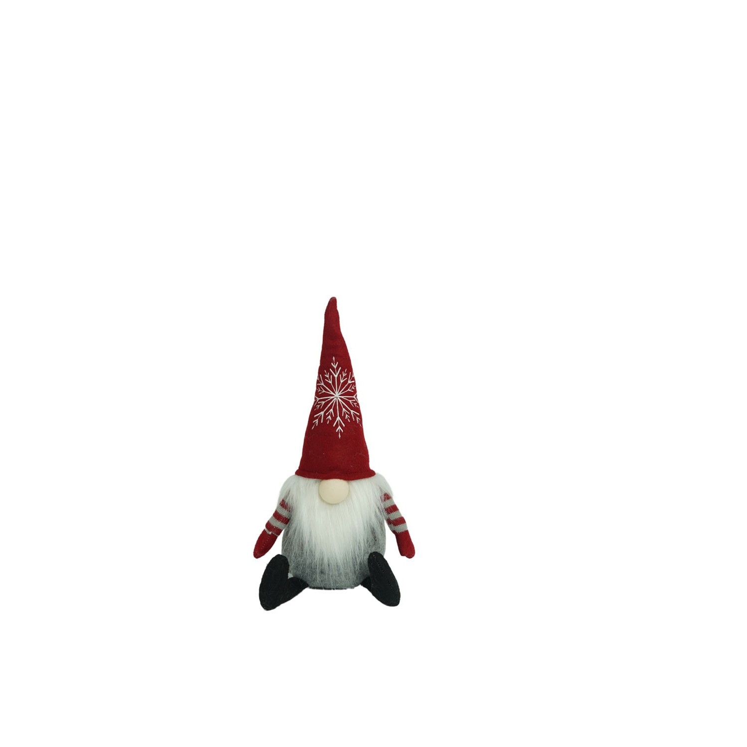 Ornament de Craciun spiridus cu palarie rosie, Flippy, rosu/gri, textil, 31 cm - imagine 2
