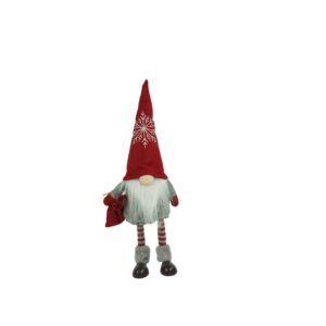 Ornament de Craciun spiridus, Flippy, gri/alb, textil, 42 cm