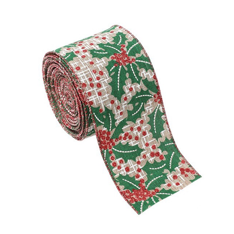 Panglica Decorativa pentru Craciun, Flippy, Ornament pentru Brad de Craciun, Pretreceri, Panglica cu Design Brad de Craciun, 200 x 6.3 cm, Khaki