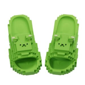 Papuci Casual pentru Adolescenti, Flippy, Model Unisex de Forma Pixel, Rezistenti Usori si Moi din Spuma EVA Antiderapanti, Marime 38-39, Verde deschis