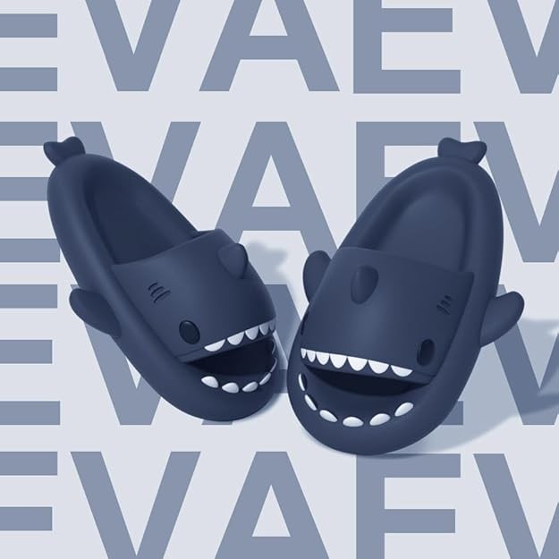 Papuci Tip Rechin, Flippy, Unisex, din Spuma EVA, Talpa Groasa Antiderapanta, Rezistenti la Uzura, Marime 36-37, Albastru Inchis - imagine 2