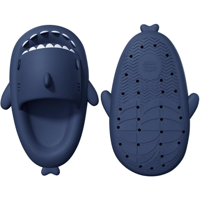 Papuci Tip Rechin, Flippy, Unisex, din Spuma EVA, Talpa Groasa Antiderapanta, Rezistenti la Uzura, Marime 36-37, Albastru Inchis - imagine 3