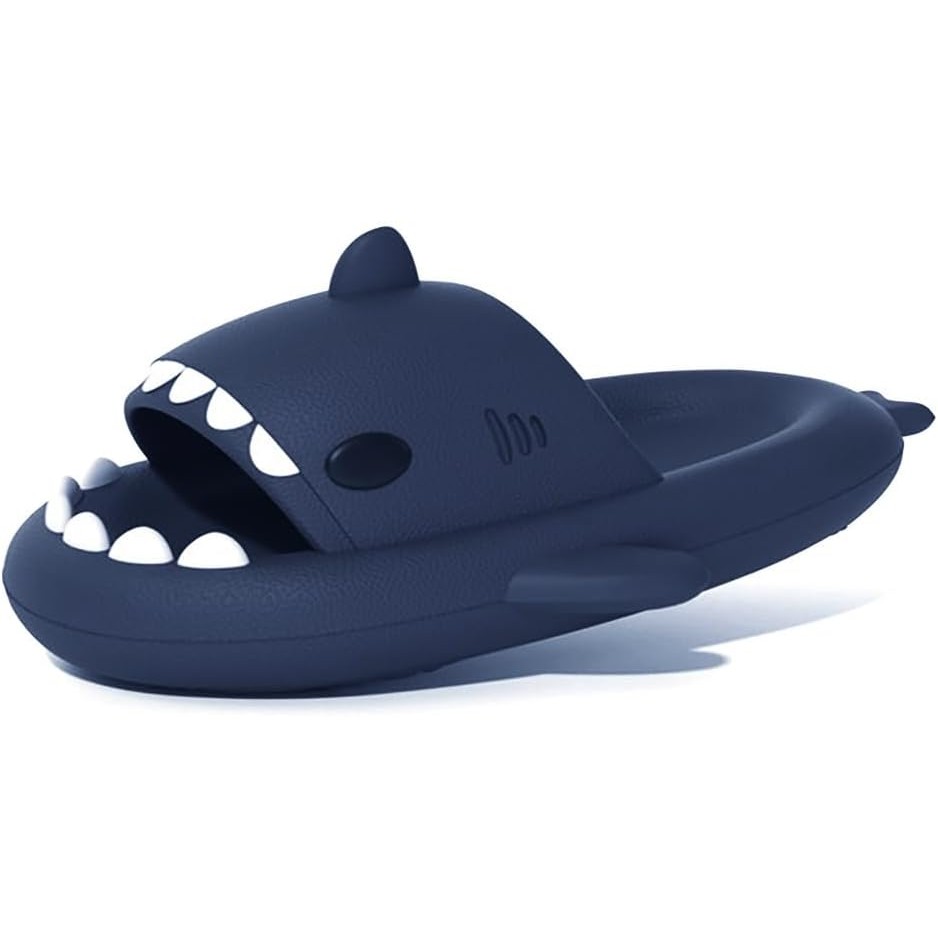 Papuci Tip Rechin, Flippy, Unisex, din Spuma EVA, Talpa Groasa Antiderapanta, Rezistenti la Uzura, Marime 40-41, Albastru Inchis - imagine 4