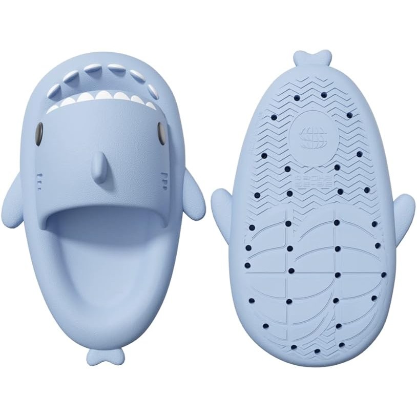 Papuci Tip Rechin, Flippy, Unisex, din Spuma EVA, Talpa Groasa Antiderapanta, Rezistenti la Uzura, Marime 38-39, Albastru Deschis - imagine 4