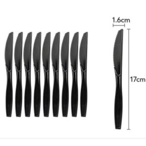 Set 10 Cutite de Unica Folosinta, Flippy, Plastic, 17x1.6 cm, negru