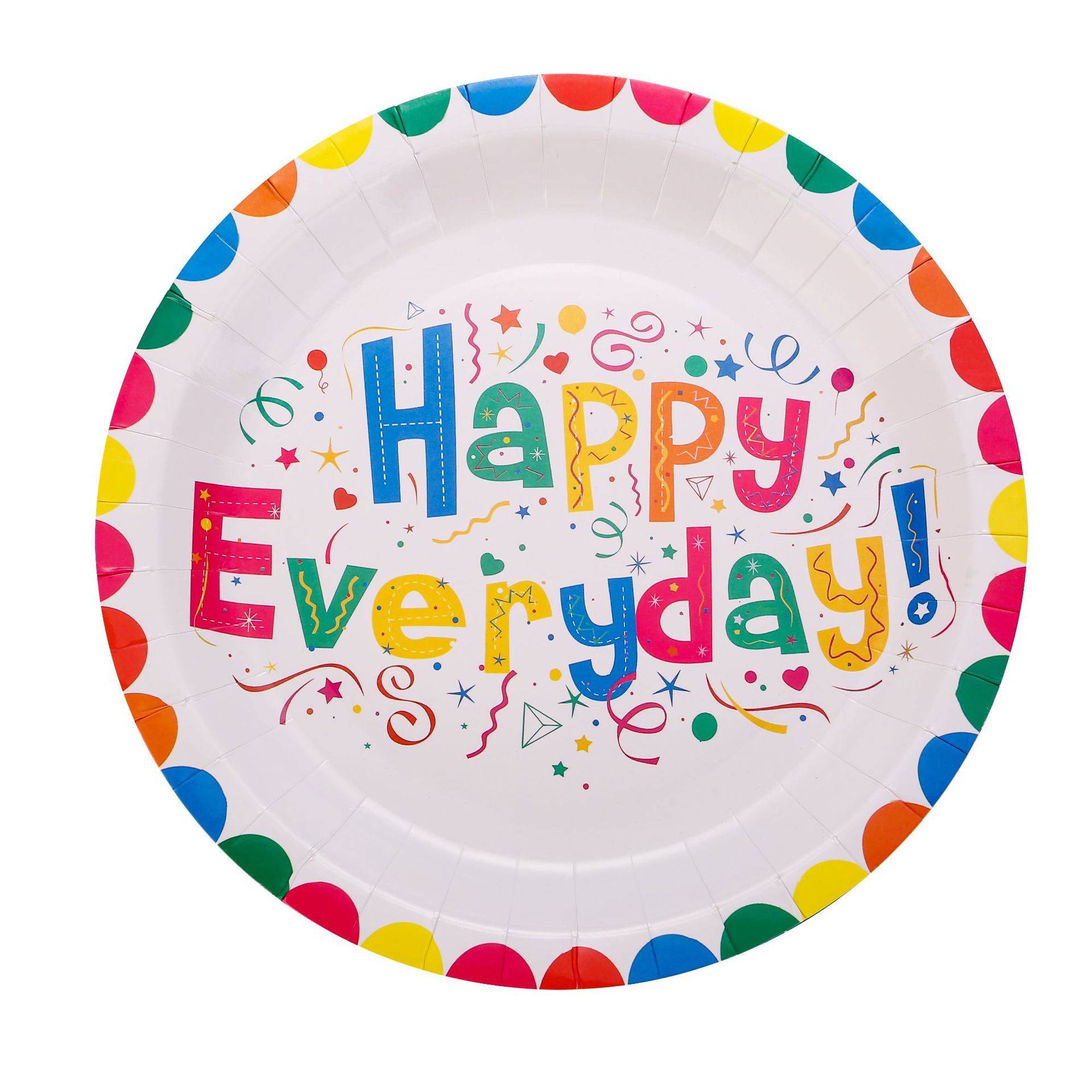 Set 10 Farfurii Happy Everyday, Flippy, 23 cm, din Hartie 300 g, Multicolor - imagine 2