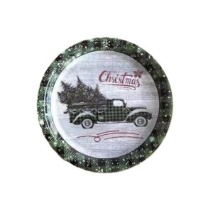 Set 10 Farfurii Unica Folosinta, Flippy, 23 cm, Model Masina de Craciun, Multicolor