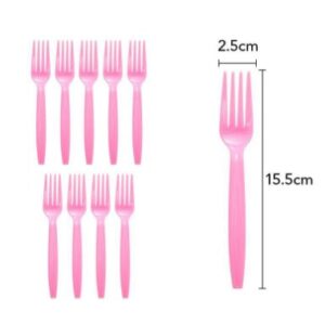 Set 10 furculite de unica folosinta 15.5 x 2.5 cm, roz