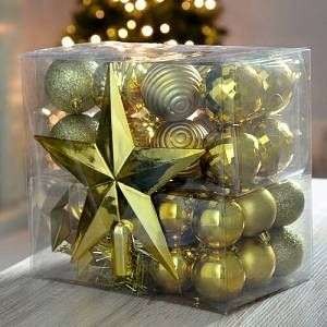 Set 11 globulete rosu si argintiu diverse forme si margele de 2.7m - glitter, mat, shiny - 5cm