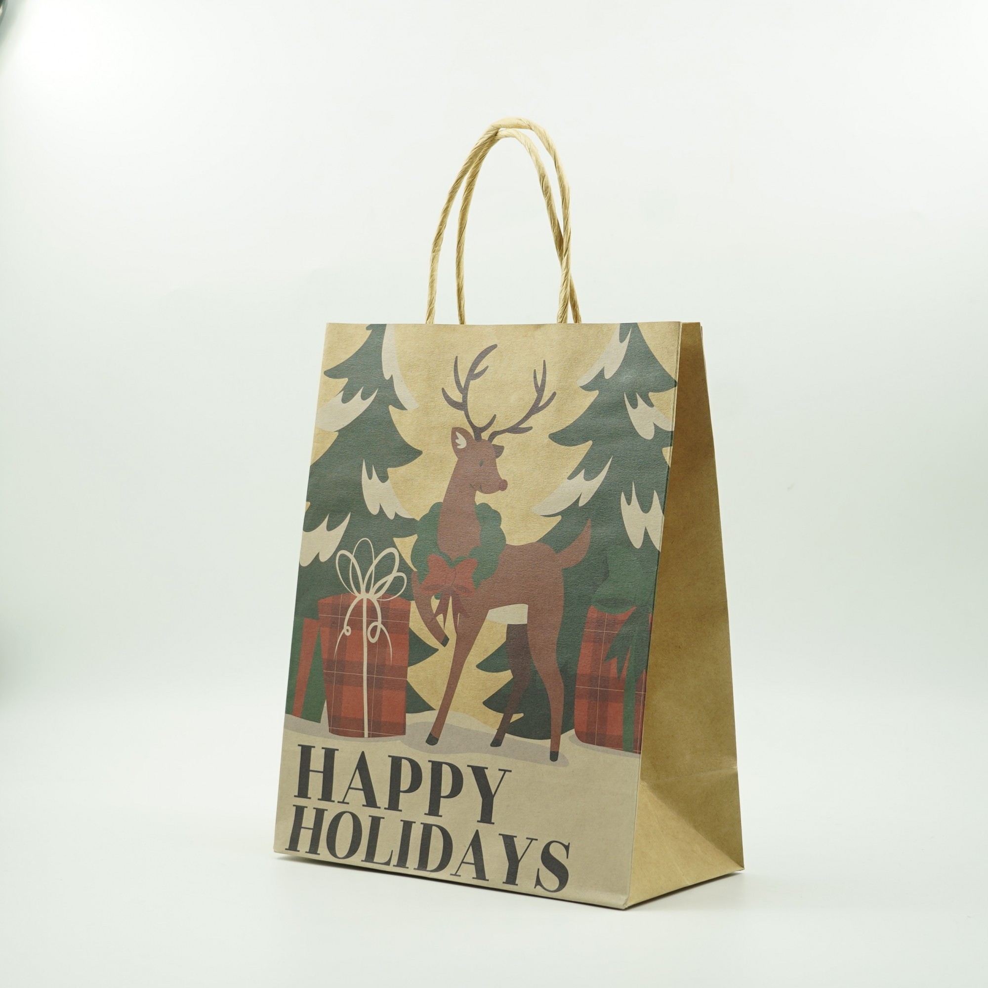 Set 12 Pungi Cadou, Flippy, Imprimeu Tematica Craciun, Model Random, din Hartie, Impachetare Usoara a Cadourilor, 18.5x22.5x8.5 cm, Multicolor - imagine 3