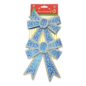 Set 2 fundite pentru brad, Albastre, model spiralat, cu margini aurii, 13 x 18 cm, PVC, Flippy