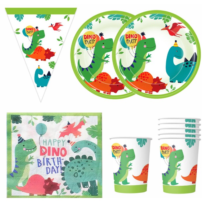 Set 20 de Servetele de Masa Happy Birthday, Flippy, Model Dinozauri, Tematica Aniversare, 33x33 cm, Verde - imagine 4