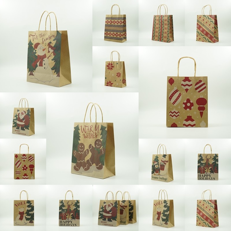 Set 24 pungi cadou Flippy, imprimeu tematica Craciun, model random, din hartie, 18.5 x 22.5 x 8.5 cm, multicolor - imagine 2
