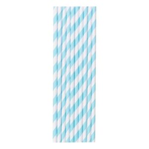 Set 25 Paie, Flippy, din Hartie, 20 cm, Model cu Dungi, Alb/Albastru