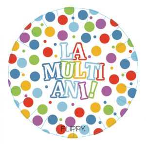 Set 6 Farfurii de Unica Folosinta, Flippy, Colectia LA MULTI ANI , 30 cm, din Carton Laminat, Multicolor