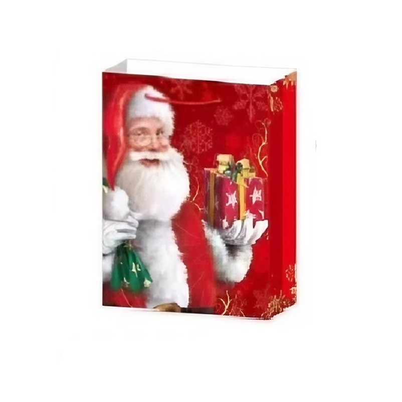 Set 6 Pungi Cadou, Flippy, Imprimeu Tematica Mos Craciun, Model Random, din Hartie, Impachetare Usoara a Cadourilor, 18.5x22.5x8.5 cm, Multicolor - imagine 2