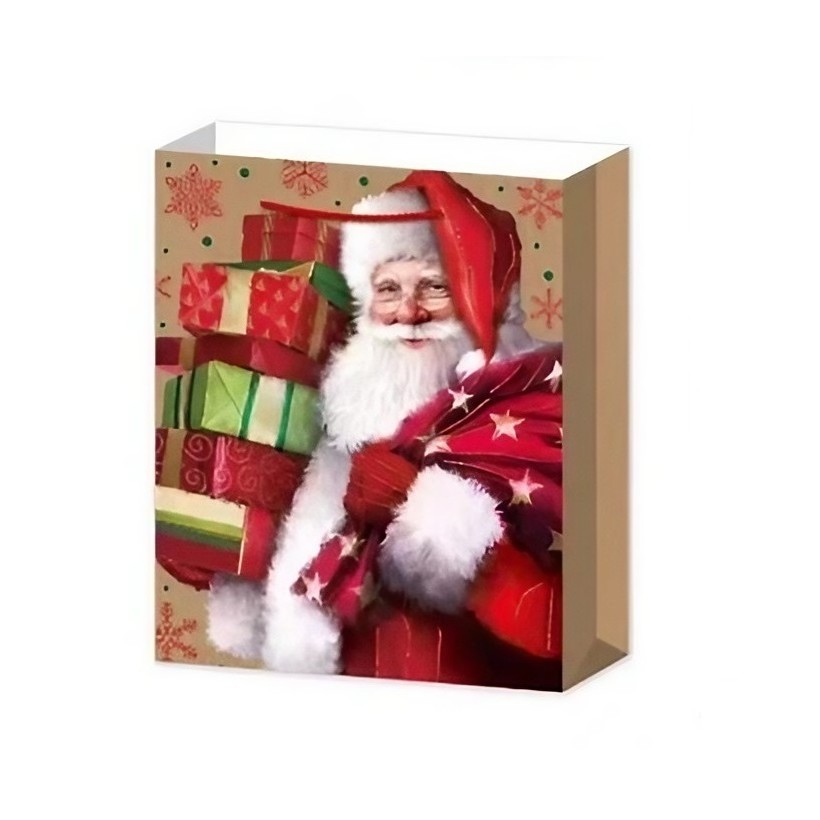 Set 6 Pungi Cadou, Flippy, Imprimeu Tematica Mos Craciun, Model Random, din Hartie, Impachetare Usoara a Cadourilor, 18.5x22.5x8.5 cm, Multicolor - imagine 3