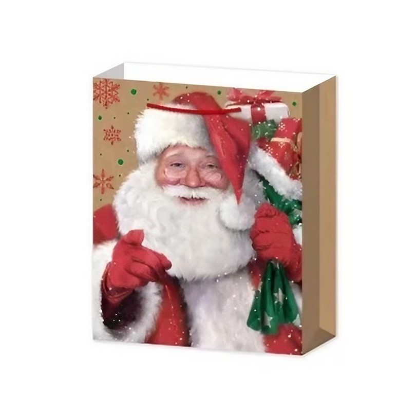 Set 6 Pungi Cadou, Flippy, Imprimeu Tematica Mos Craciun, Model Random, din Hartie, Impachetare Usoara a Cadourilor, 18.5x22.5x8.5 cm, Multicolor - imagine 4