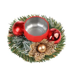 Suport pentru Lumanare de Craciun, Flippy, Model Cupa cu 2 Globutele Rosii, Sfesnic de Tip Ghirlanda, Decoratiune pe Masa de Craciun, 12 x 12 x 6 cm, Rosu