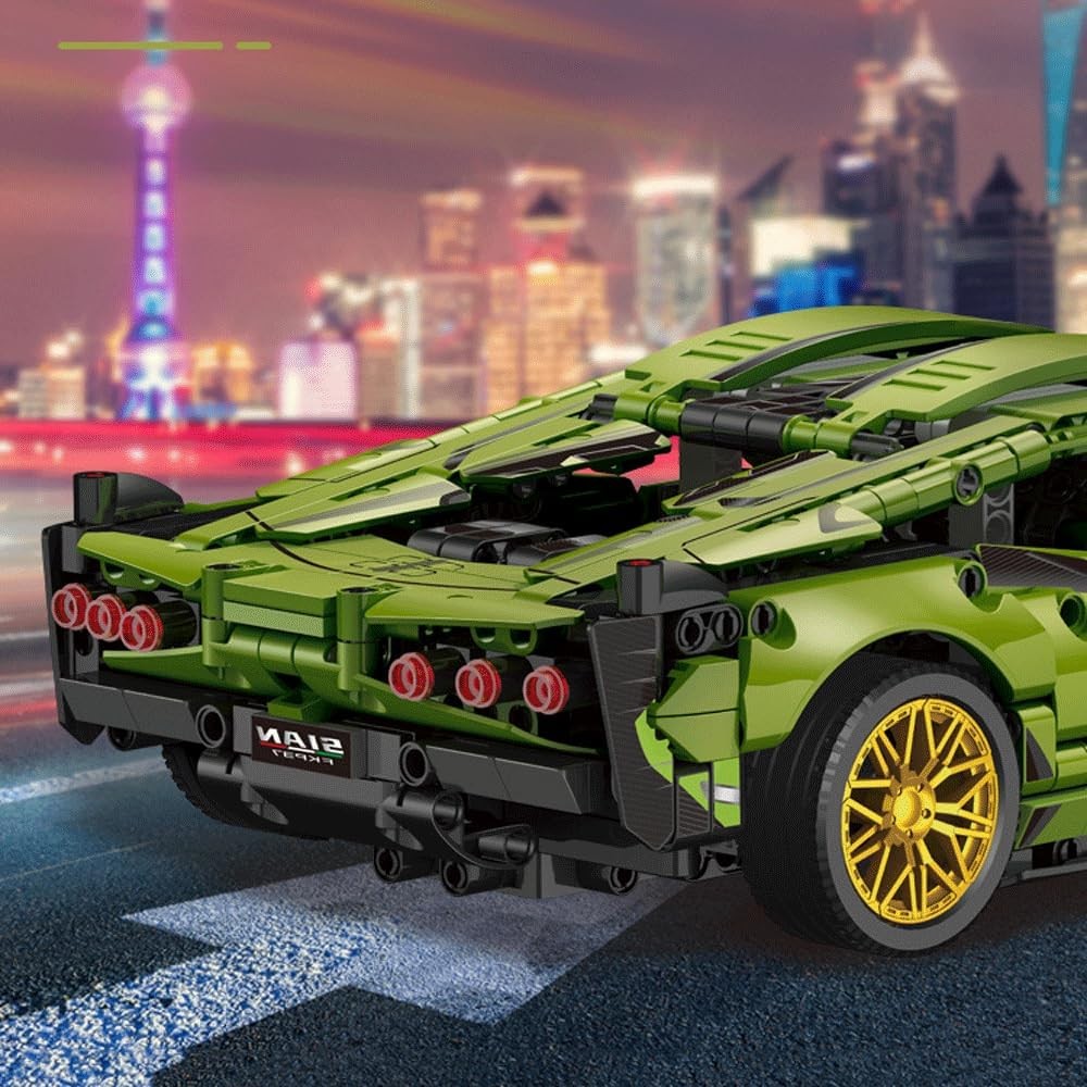 Joc de Construit, Flippy, Model Lamborghini, 1280 Piese, +6 Ani, Verde - imagine 2