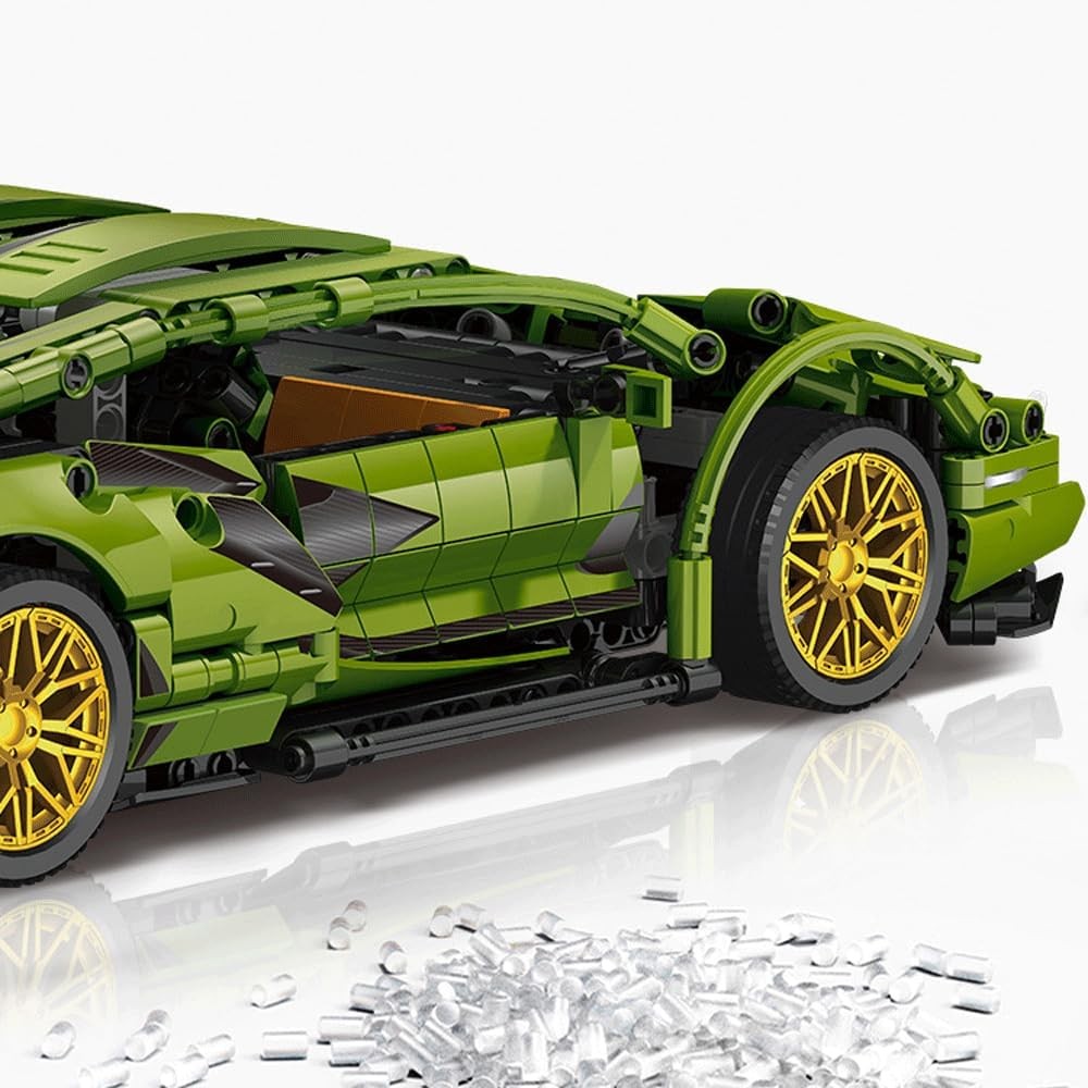 Joc de Construit, Flippy, Model Lamborghini, 1280 Piese, +6 Ani, Verde - imagine 3