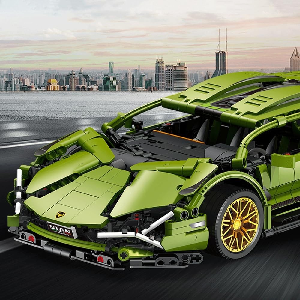 Joc de Construit, Flippy, Model Lamborghini, 1280 Piese, +6 Ani, Verde - imagine 4