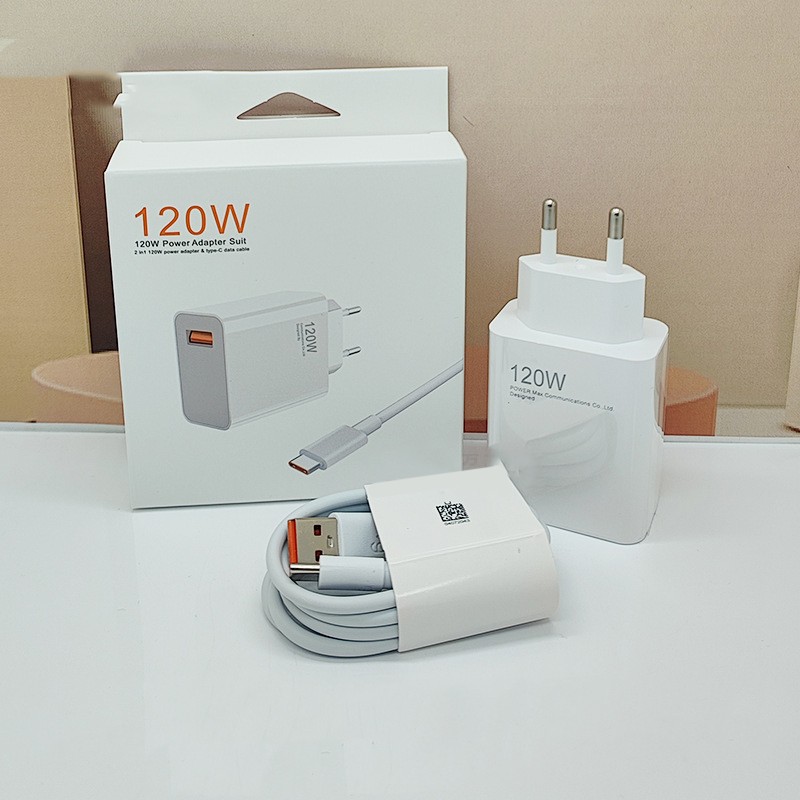 Incarcator Retea Super Charge pentru Telefon, Flippy, 120W Standard UE, Port USB-B cu Cablu TYPE-C de 1m Inclus, Alb - imagine 2