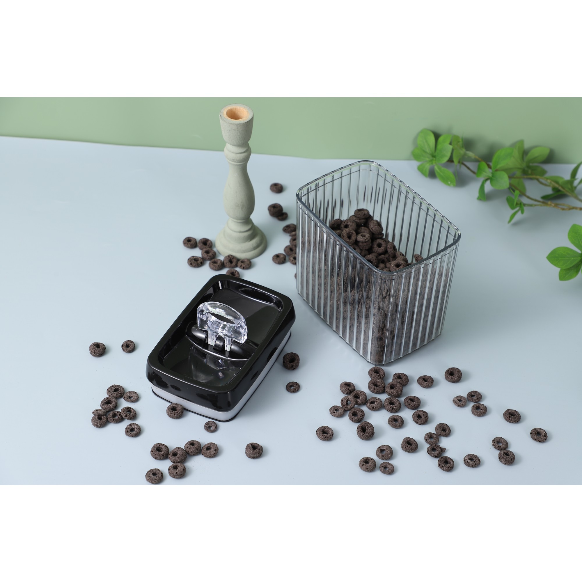 Recipient din Plastic, Flippy, pentru Alimente/Obiecte, Inchidere Ermetica, Textura Ondulata, 15 x 10 x 15.5 cm, 1.5 l, Transparent - imagine 2