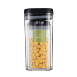 Cutii de Depozitare Alimente, Flippy, Set din 2 Cutii de Tip Container de 1.2 si 2.5 l, Recipiente pentru Cereale in Bucatarie, Transparente cu Capac Negru