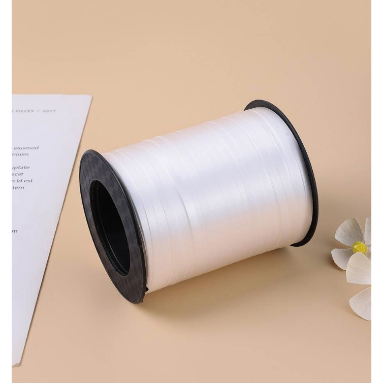 Panglica pentru Baloane, Flippy, Rola de 200 de Metri, din Rafie, Alba - imagine 4