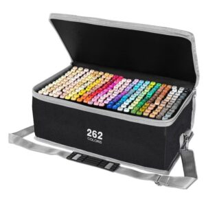 Set 262 Markere, Flippy, Dublu Capat, Subtire 1mm si Gros 6 mm, Geanta Depozitare, Corp Alb, Multicolor