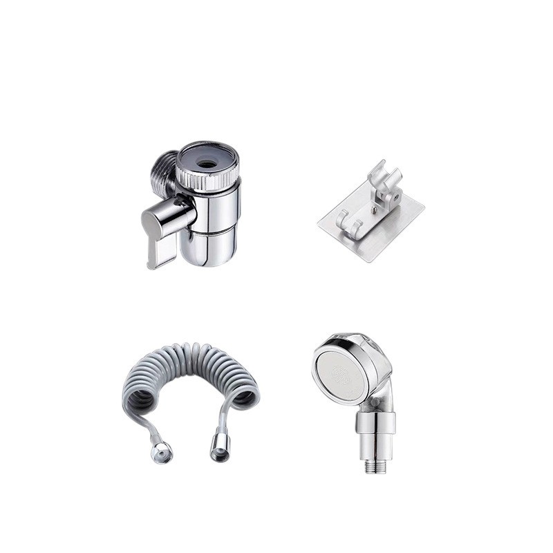 Set Extensie de Dus, Flippy, pentru Baterie Baie sau Bucatarie, 4 Piese, Filtru de Ioni Negativi, Furtun Flexibil de 1.5 Metri, Argintiu - imagine 4