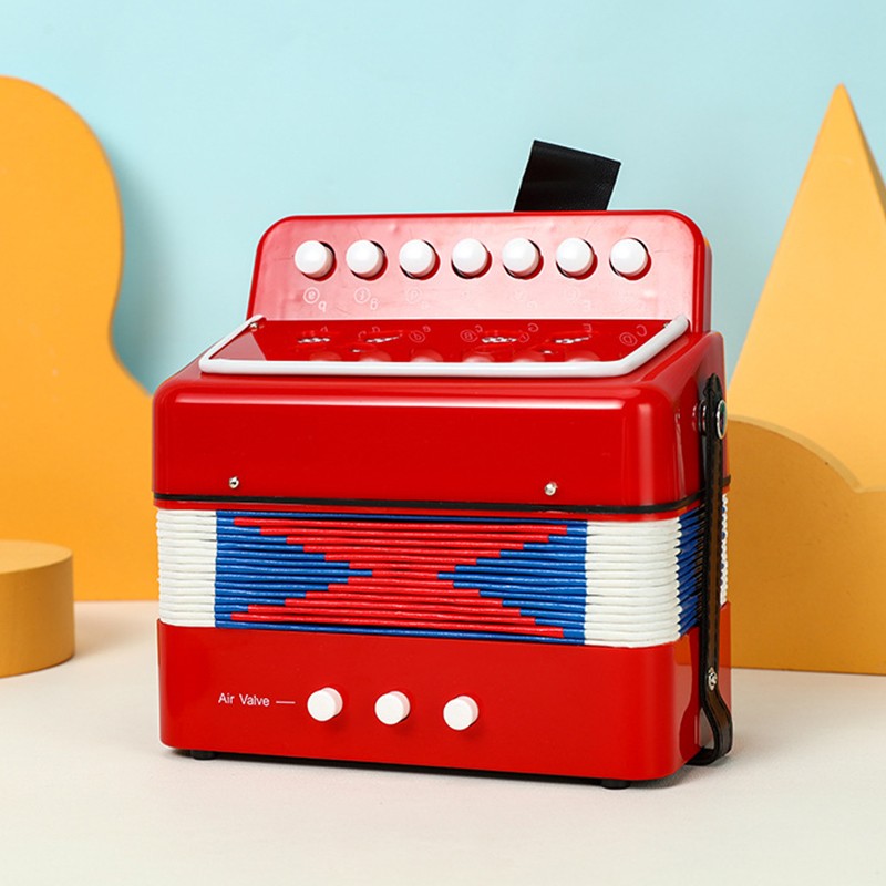Acordeon Pentru Copii, Flippy, Acordeon Jucarie pentru Educatie Timpurie, 7 butoane 2 bass, Acordeon Instrument Muzical pentru Copii, 18 x 17 x 10 cm, Rosu - imagine 3