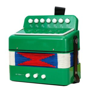 Acordeon Pentru Copii, Flippy, Acordeon Jucarie pentru Educatie Timpurie, 7 butoane 2 bass, Acordeon Instrument Muzical pentru Copii, 18 x 17 x 10 cm, Verde