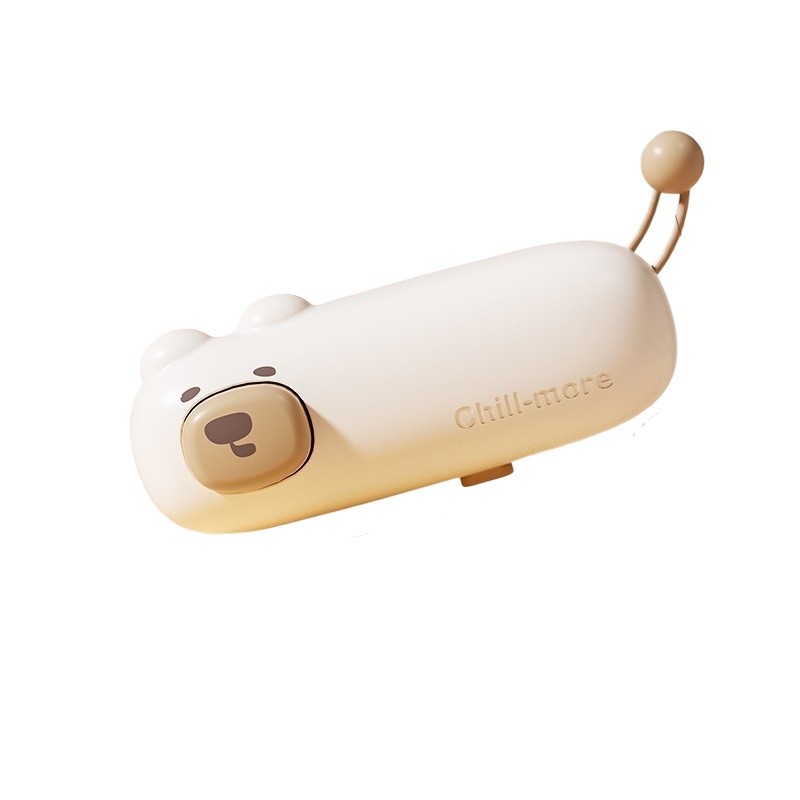 Aparat de Sigilat Ambalaje, Flippy, Incarcare USB Tip C, 400 mAh, 10.2 x 3.7 x 4.3 cm, Model Ursulet, Maro