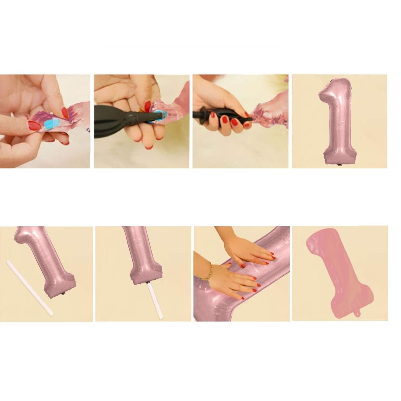 Balon din Folie Flippy, Cifra 0, 81 cm, Pentru Aer sau Heliu, Bulk, Roz Auriu - imagine 2