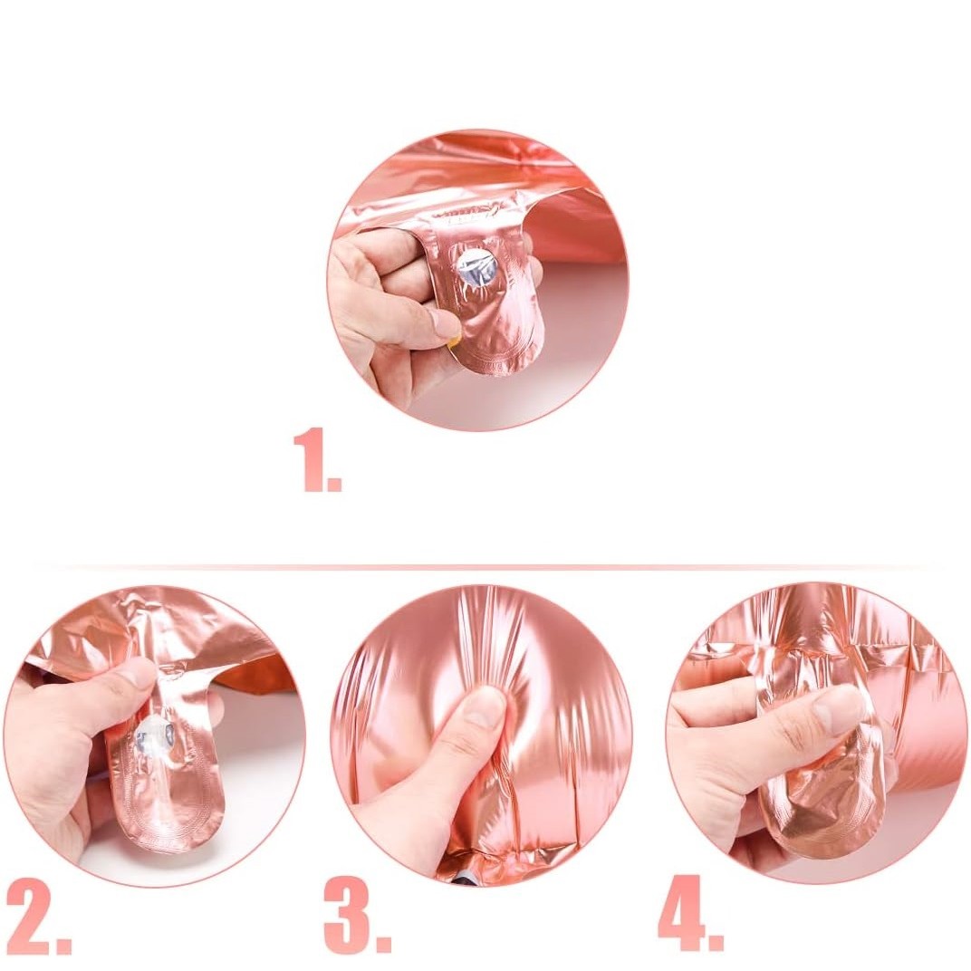 Balon din Folie Flippy, Cifra 1, 81 cm, Pentru Aer sau Heliu, Roz Auriu - imagine 3