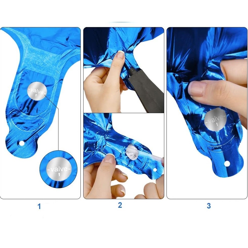 Balon din Folie Flippy, Cifra 6, 81 cm, Pentru Aer sau Heliu, Bulk, Albastru - imagine 4