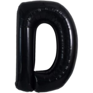 Balon din folie metalizata, 40 cm, Balon Folie Metalizata Litera D, Flippy, 40 cm, Umflati cu Heliu sau Aer, Ambalaj Individual, Pai inclus, Negru, Litera D