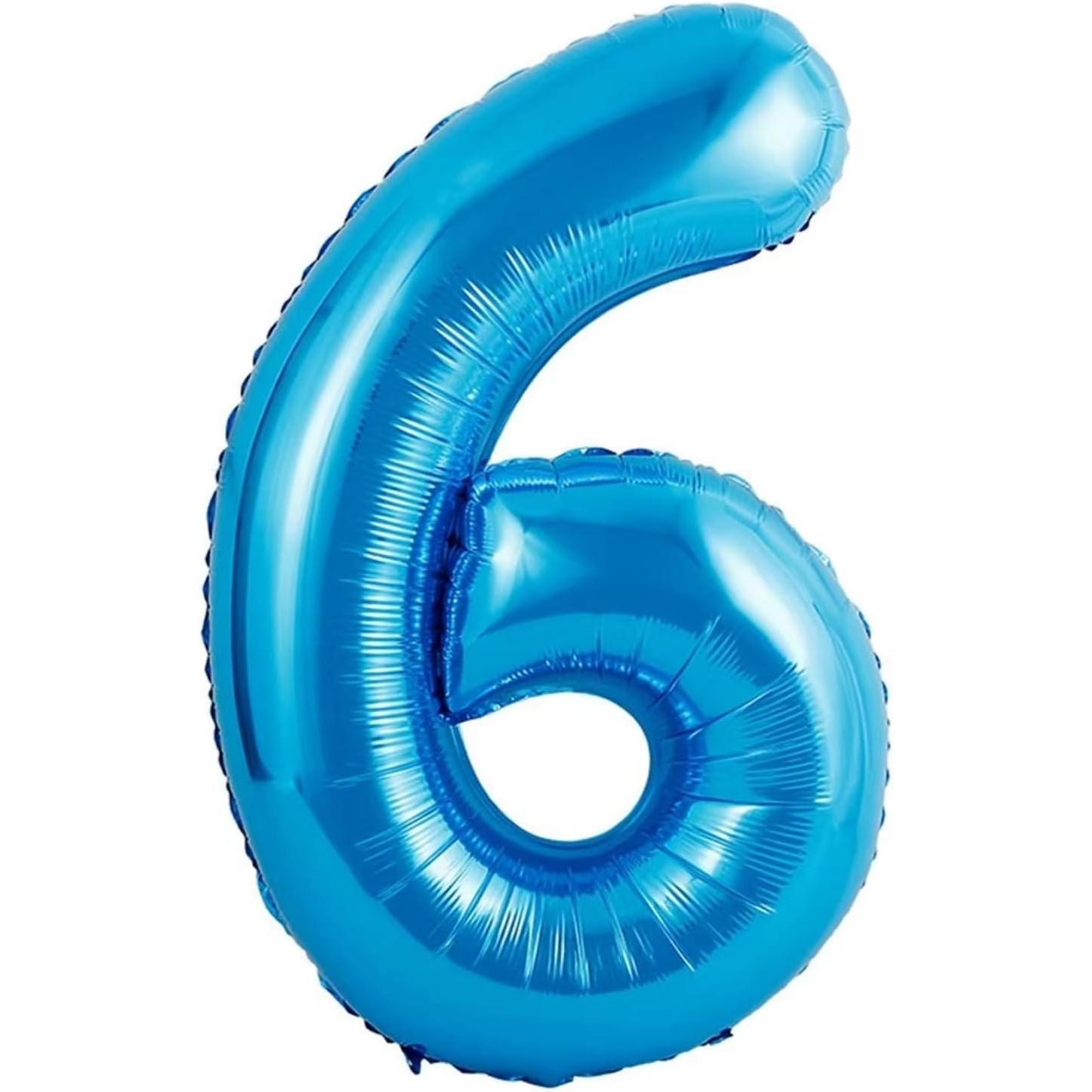 Balon din Folie Metalizata Flippy, Figurina Cifra si Coroana, Tema Aniversare 100 cm, Ambalaj Individual, Pai inclus, Umflare cu Aer sau Heliu, Albastru, Cifra 6 - imagine 2