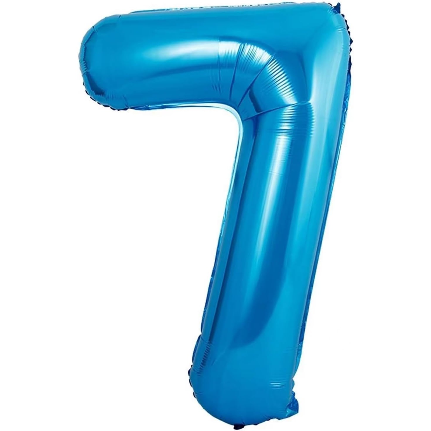 Balon din Folie Metalizata Flippy, Figurina Cifra si Coroana, Tema Aniversare 100 cm, Ambalaj Individual, Pai inclus, Umflare cu Aer sau Heliu, Albastru, Cifra 7 - imagine 2